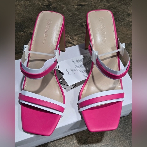 The Drop Avery Square Toe Two Strap High Heeled Sandal #780 - Picture 2 of 16